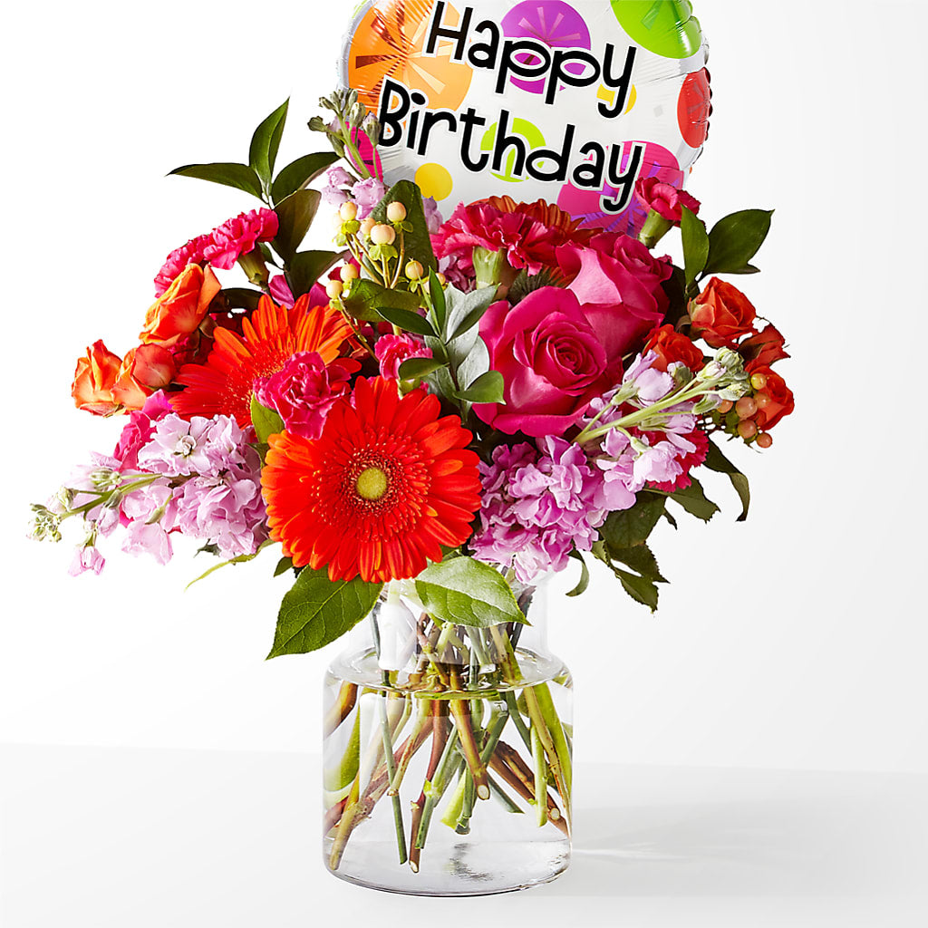 Fiesta Bouquet with Birthday Balloon – FORGET ME NOT FLOWERS & GIFTS, Walnut Creek CA