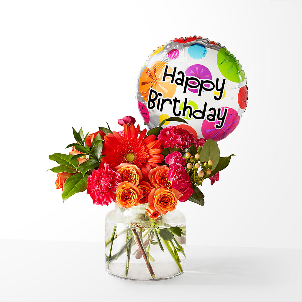 Fiesta Bouquet with Birthday Balloon – FORGET ME NOT FLOWERS & GIFTS, Walnut Creek CA