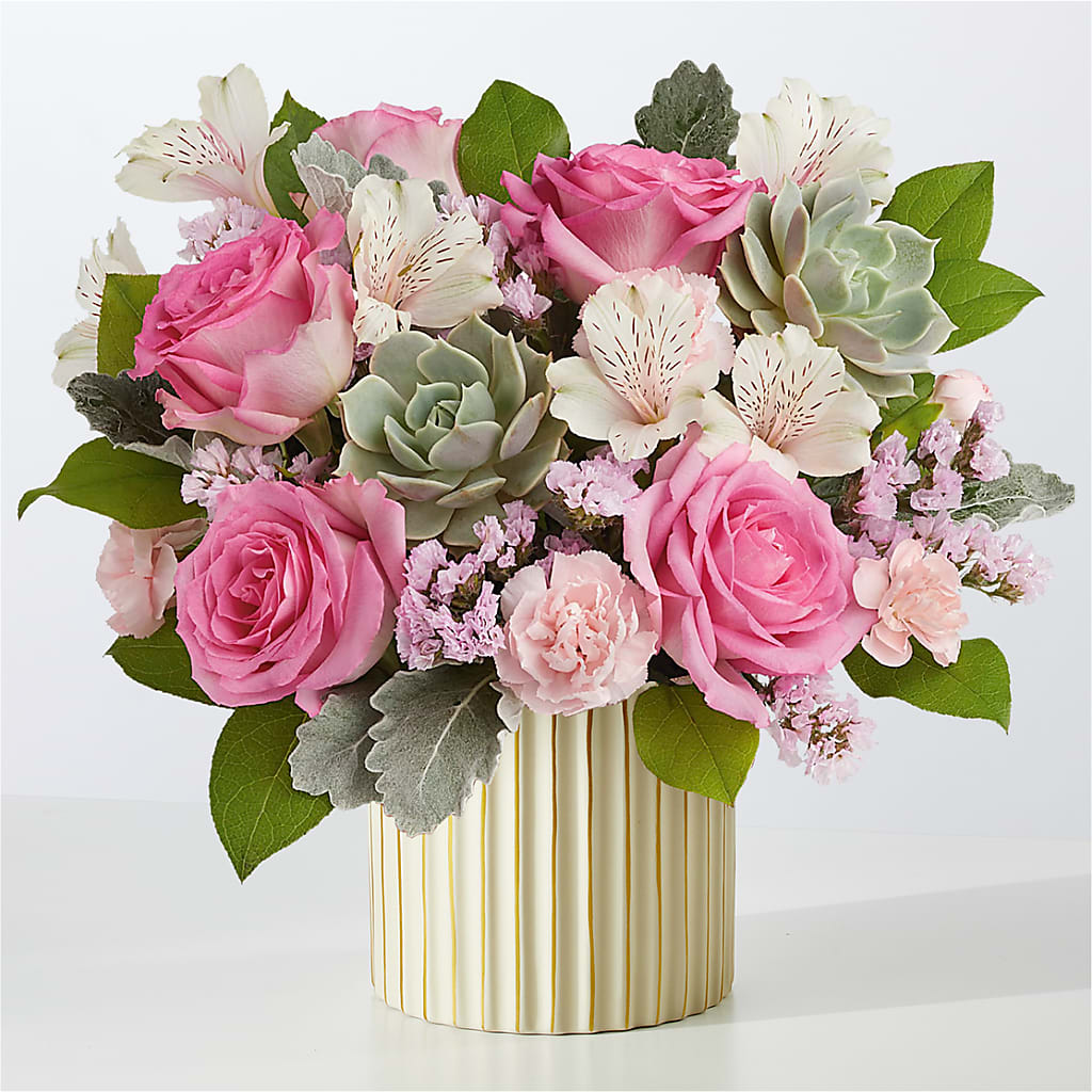 Dusty Rose Bouquet with Ivory Vase – FORGET ME NOT FLOWERS & GIFTS, Walnut Creek CA