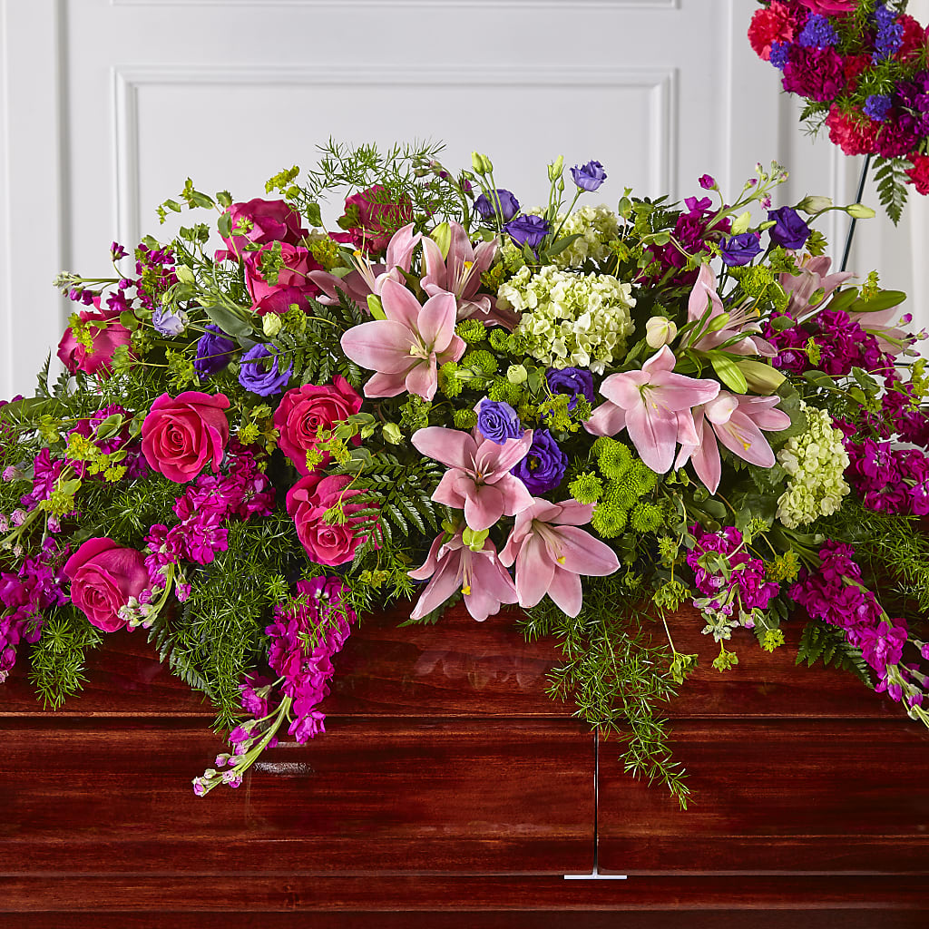 Radiant Tribute Casket Spray – FORGET ME NOT FLOWERS & GIFTS, Walnut Creek CA
