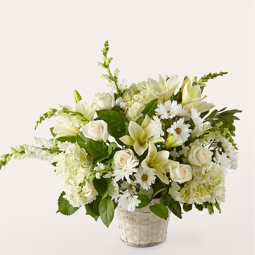 Ivory Elegance Floral Basket – FORGET ME NOT FLOWERS & GIFTS, Walnut Creek CA
