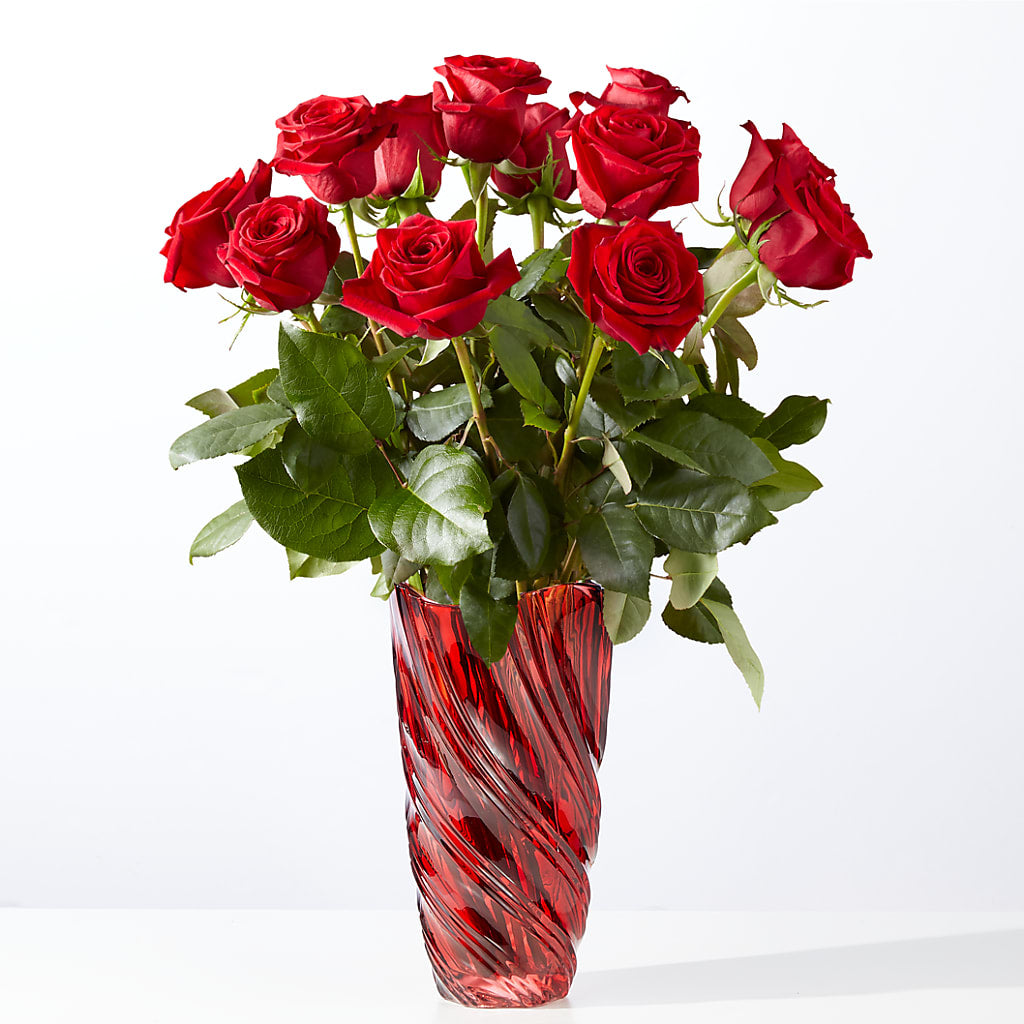 Classic Love Red Rose Bouquet with Luxe Swirl Vase – FORGET ME NOT FLOWERS & GIFTS, Walnut Creek CA