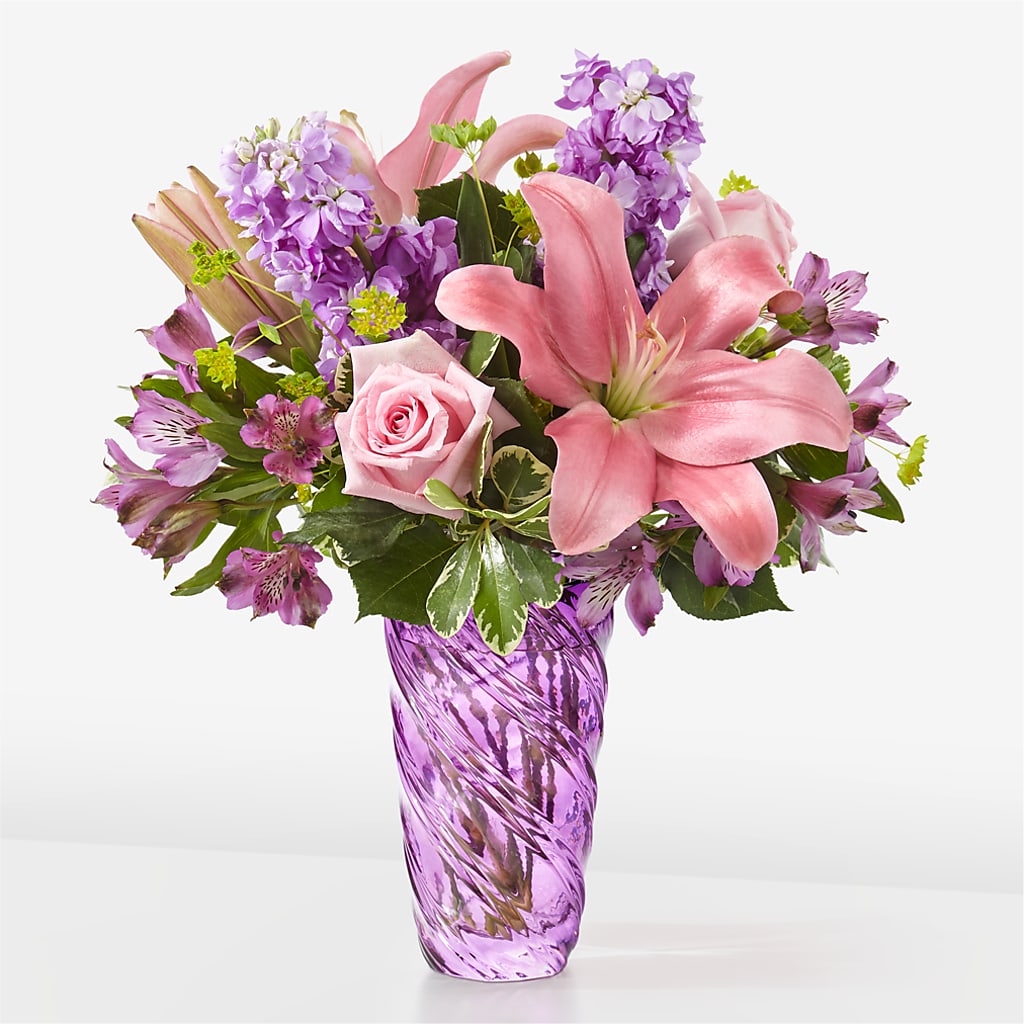 Precious Petals Bouquet with Luxe Swirl Vase – FORGET ME NOT FLOWERS & GIFTS, Walnut Creek CA