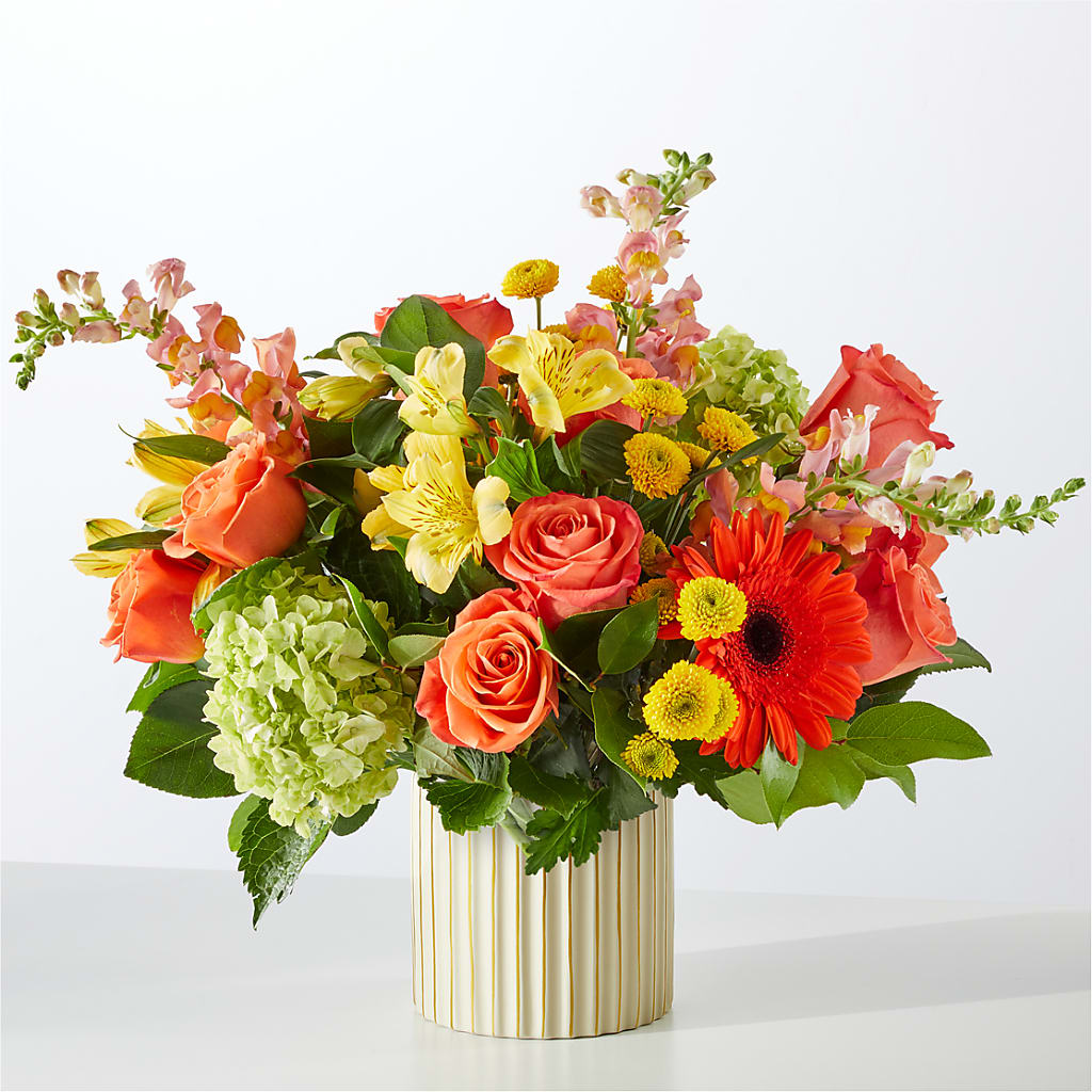 Autumn Sunshine Bouquet with Ivory Vase – FORGET ME NOT FLOWERS & GIFTS, Walnut Creek CA