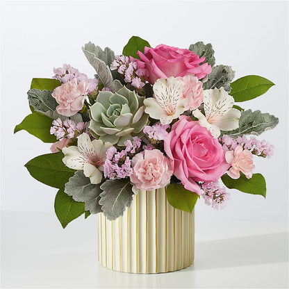 Dusty Rose Bouquet with Ivory Vase – FORGET ME NOT FLOWERS & GIFTS, Walnut Creek CA