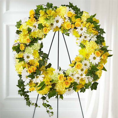 Golden Remembrance Wreath – FORGET ME NOT FLOWERS & GIFTS, Walnut Creek CA