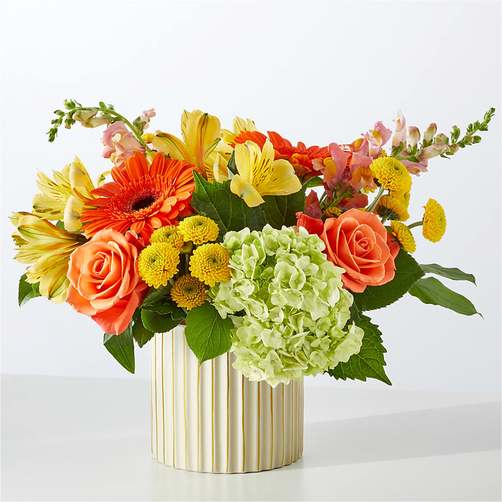 Autumn Sunshine Bouquet with Ivory Vase – FORGET ME NOT FLOWERS & GIFTS, Walnut Creek CA