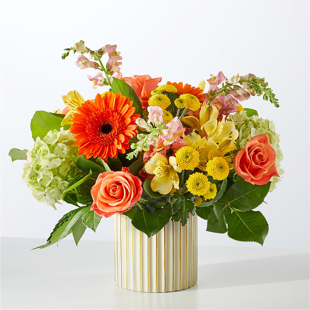 Autumn Sunshine Bouquet with Ivory Vase – FORGET ME NOT FLOWERS & GIFTS, Walnut Creek CA