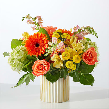 Autumn Sunshine Bouquet with Ivory Vase – FORGET ME NOT FLOWERS & GIFTS, Walnut Creek CA