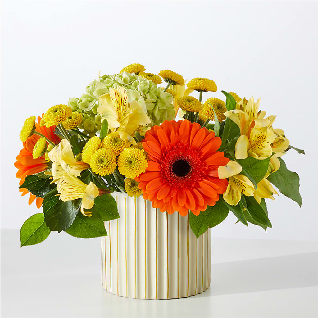 Autumn Sunshine Bouquet with Ivory Vase – FORGET ME NOT FLOWERS & GIFTS, Walnut Creek CA